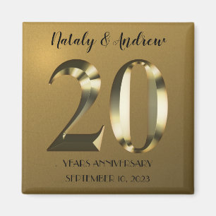 Aimant 20e anniversaire Mariage d'or métallique