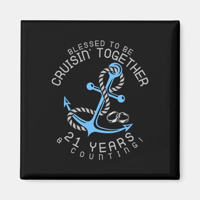 Aimant 21 Anniversaire Mariage Couples Voyage Croisière (Devant)