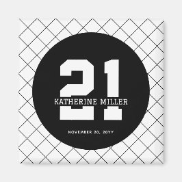 Aimant 21e anniversaire personnalisé Moderne et élégant