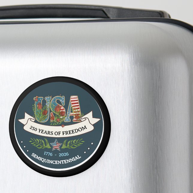 Aimant 250 Ans de Liberté Bleu Patriotique Élégant (250 Years of Freedom Elegant Patriotic Blue Magnet)