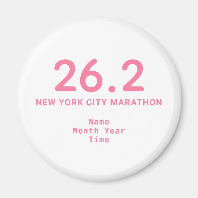 Aimant 26.2 Coureur de marathon rose personnalisé (Devant)
