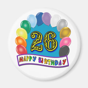 Aimant 26ème Cadeaux d'anniversaire avec la conception