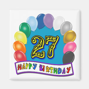 Aimant 27ème Cadeaux d'anniversaire avec la conception