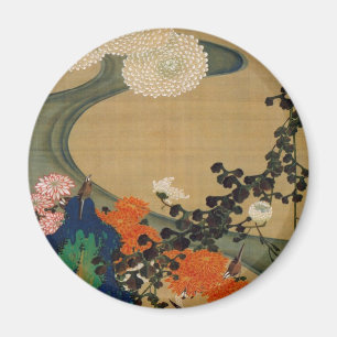 Aimant 29. 菊 花 流 水 図, 冲 Chrysanthemum & Stream, Jakuchu, 