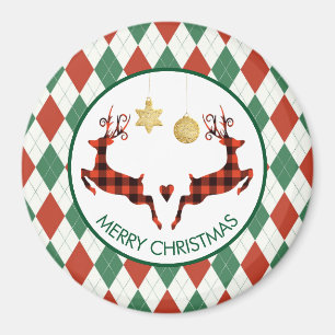 Aimant 2 cerfs de Noël saut de style rustique