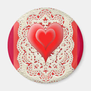 Aimant 2 COEURS et DENTELLES par SHARON SHARPE