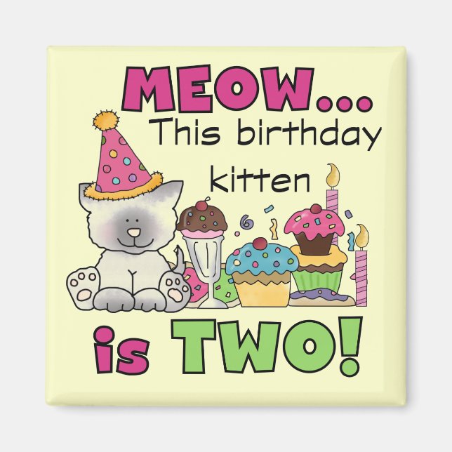 Aimant 2e t-shirts et cadeaux d'anniversaire Kitten (Devant)