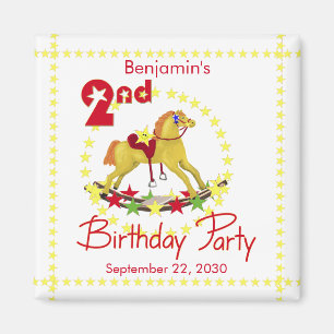 Aimant 2ème Cheval de basculage de fête d'anniversaire
