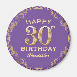 Aimant 30e anniversaire de la Parties scintillant violet 