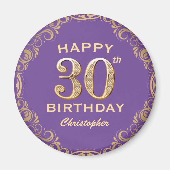 Aimant 30e anniversaire de la Parties scintillant violet  (Devant)