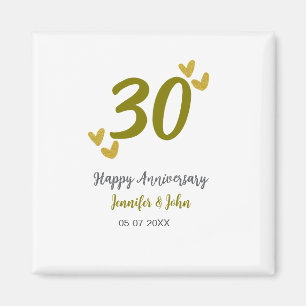 Aimant 30e anniversaire heureux couple de mariages gris d