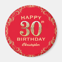 30e anniversaire Parties scintillant rouge et or c