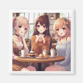 Aimant 3 Anime Girls Cafe Bonding