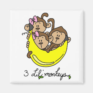Aimant 3 T-shirts et cadeaux de singes de Li'l