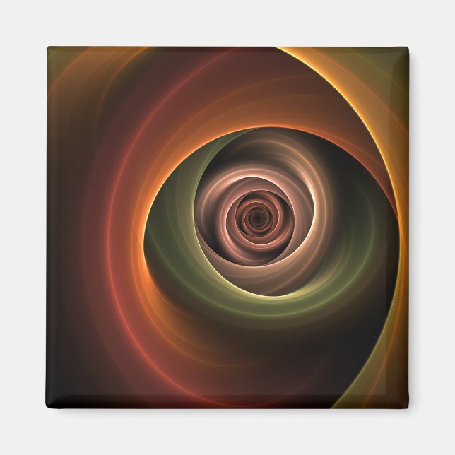 Aimant 3D Spirale Abstraite couleurs chaudes Art fractal  (Devant)