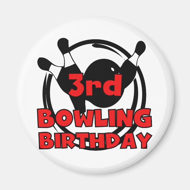 Aimant 3e Bowling Anniversaire Tshirts et cadeaux (Devant)