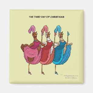 Aimant 3ème Jour d'aimant de Noël (trois poules