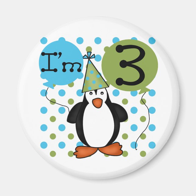 Aimant 3ème Pingouin T-shirts et cadeaux d'anniversaire (Devant)