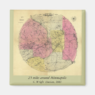 Aimant 40 Km Autour De Minneapolis - Carte 1881