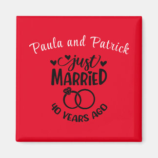 Aimant 40e anniversaire de Mariage noms personnalisés Rub