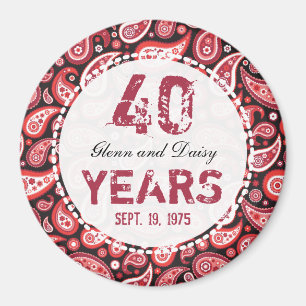 Aimant 40e anniversaire du Mariage Ruby Motif Paisley