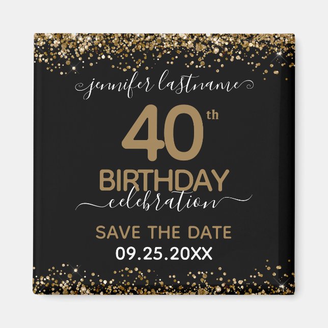 Aimant 40e anniversaire Enregistrer l'aimant de la date (Devant)