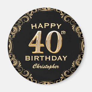 Aimant 40e anniversaire Parties scintillant noir et or ca