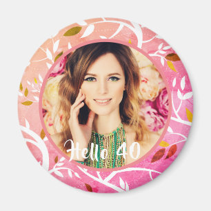 Aimant 40e anniversaire rose motif floral photo