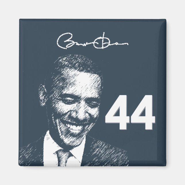 Aimant 44ème Président : Le Président Obama avec sa signa (Devant)