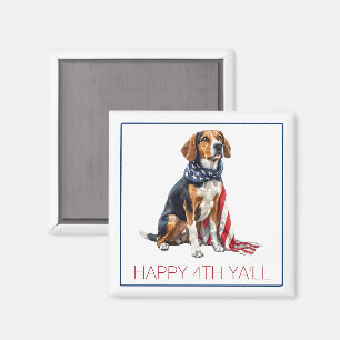 Aimant 4 juillet Patriotic Hound Dog Personnalisé
