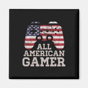 Aimant 4 Juillet Tous Américain Gamer Patriot Hommes Garç