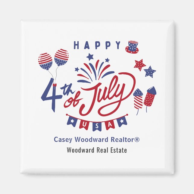 Aimant 4 juillet USA heureux | Marketing immobilier (Devant)