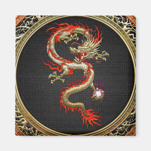 Aimant [500] Dragon chinois d'or Fucanglong