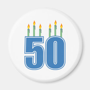 Aimant 50 bougies d'anniversaire (bleu/vert)