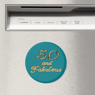 Aimant 50 et fabuleux Anniversaire Typographie d'or 50e â