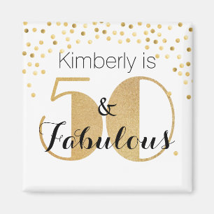 Aimant 50 et Fabulous Gold Personnalisé fête d'anniversai