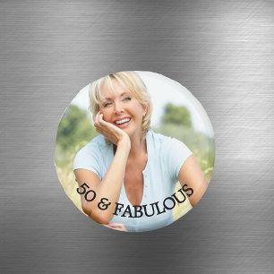 Aimant 50 fabuleux nom photo d'or d'anniversaire