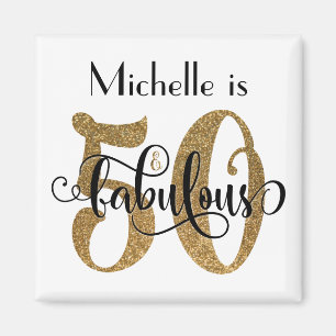 Aimant 50 & Fabuleux Parties scintillant d'or Typographie