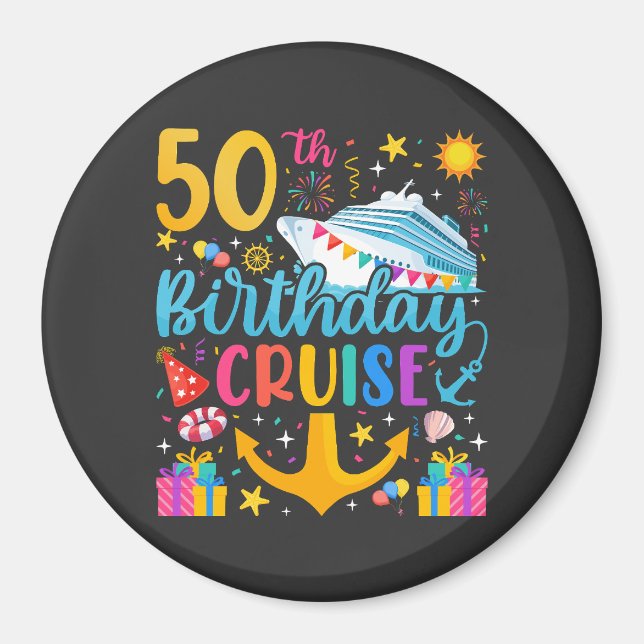 Aimant 50e anniversaire Croisière B-Day Party Circle (Devant)