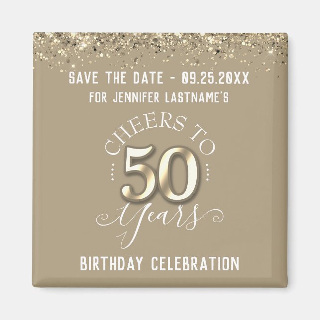 Aimant 50e anniversaire d'or Enregistrer l'aimant de date (Devant)