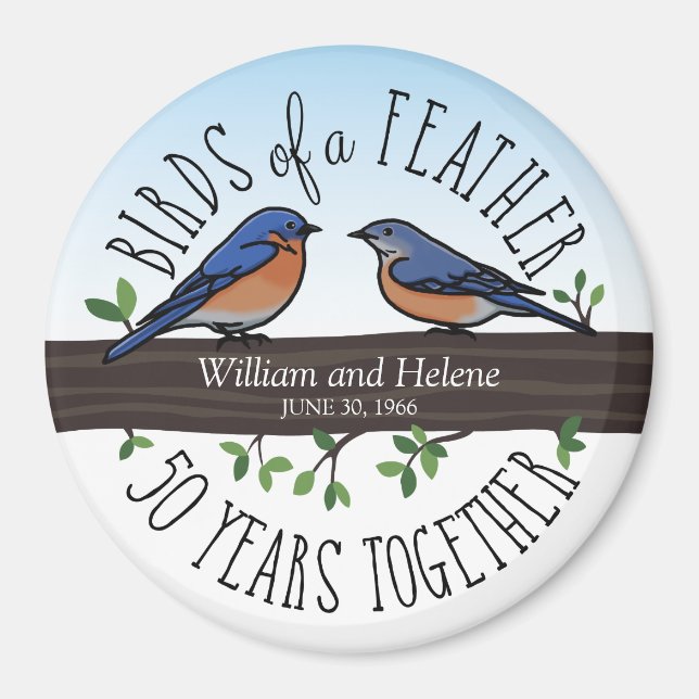 Aimant 50e anniversaire du Mariage, Bluebirds of a Feathe (Devant)