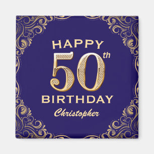 Aimant 50e anniversaire Parties scintillant marine bleu e