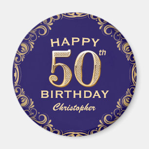 Aimant 50e anniversaire Parties scintillant marine bleu e