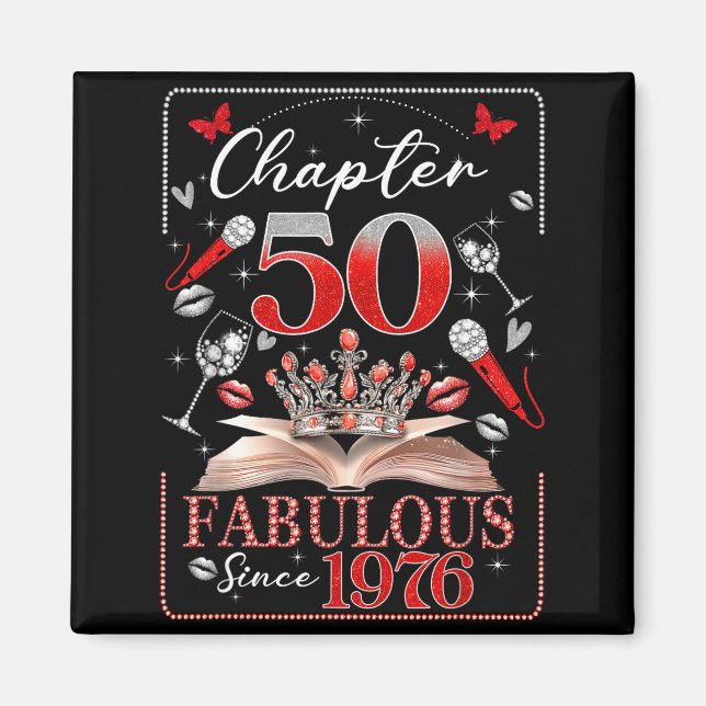 Aimant 50th Birthday Queen Chapter 50 Fabulous Since 1976 (Devant)