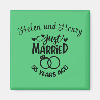 Aimant 55e anniversaire du Mariage Noms personnalisés Éme