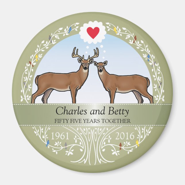 Aimant 55e anniversaire du Mariage personnalisé, Buck & D (Devant)