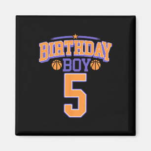 Aimant 5e anniversaire garçon de basket-ball Lover 5 ans