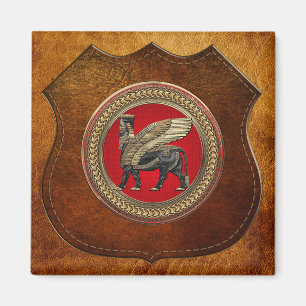 Aimant [600] Assyrian Winged Bull : Gold and Black Lamass