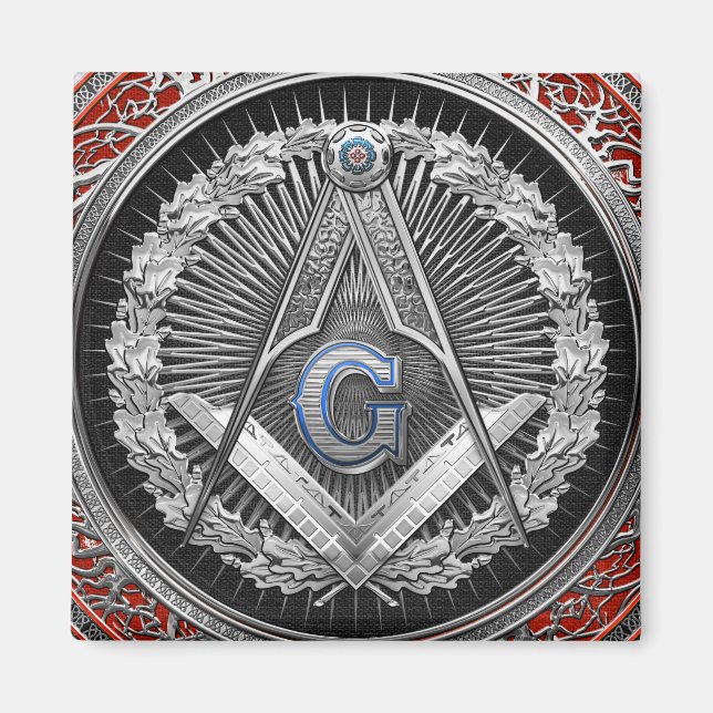 Aimant [600] Master Mason - Silver Square & Compass (Devant)