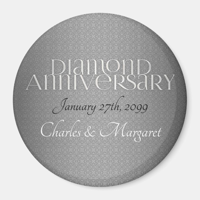 Aimant 60e anniversaire de mariage de diamant (Devant)